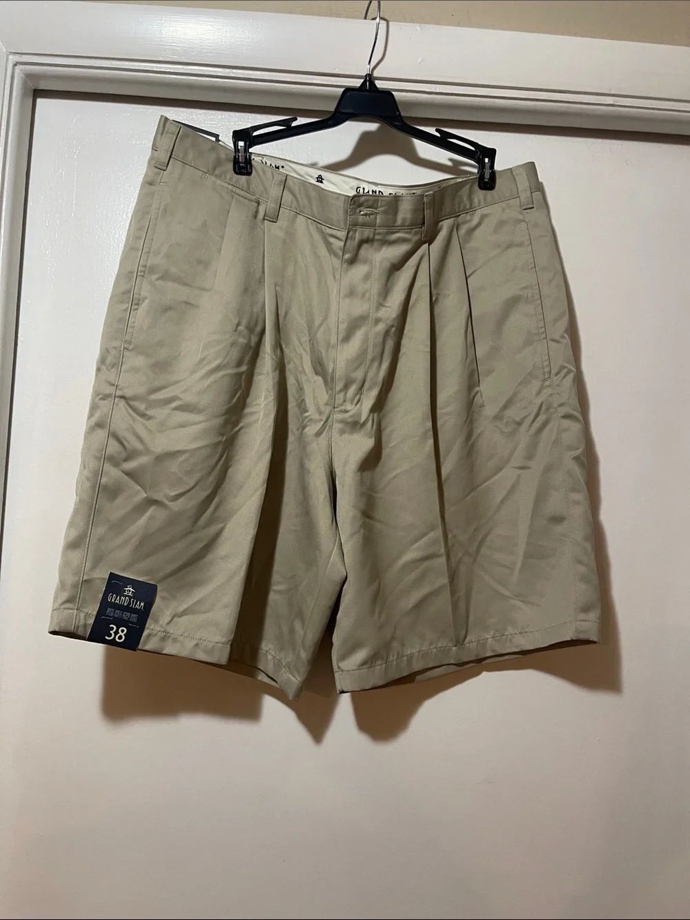 Grand Slam Men's Flat Front Shorts in Khaki 38 NWT